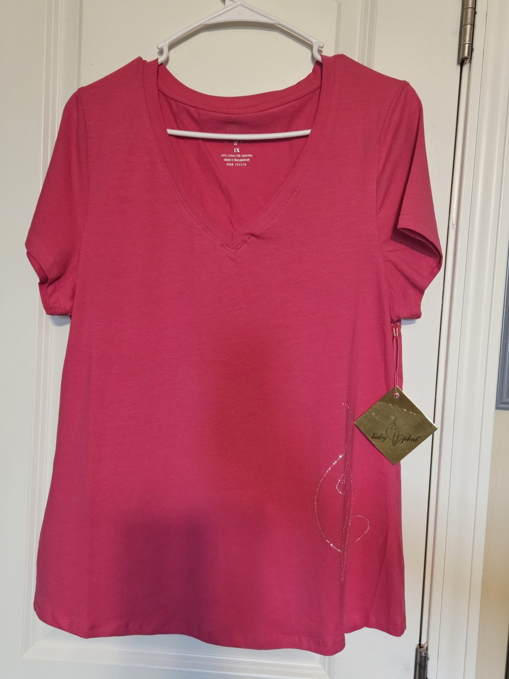 Baby Phat Hot Pink V-Neck Short Sleeve Tee